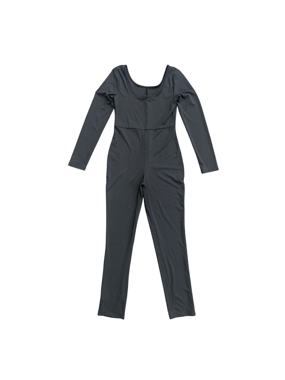 Black Long Sleeve Scoop Neck Jumpsuit